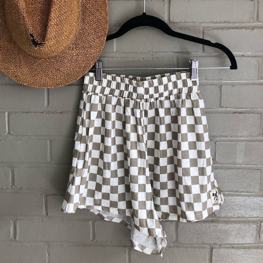 Salty Shreds Linen Checkered Shorts